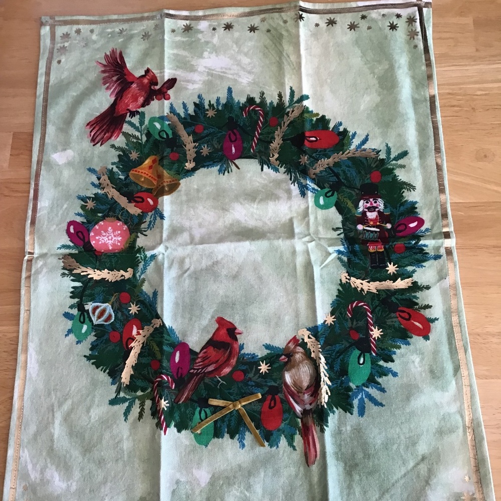 Anthropologie Peck the Halls Dish Towel